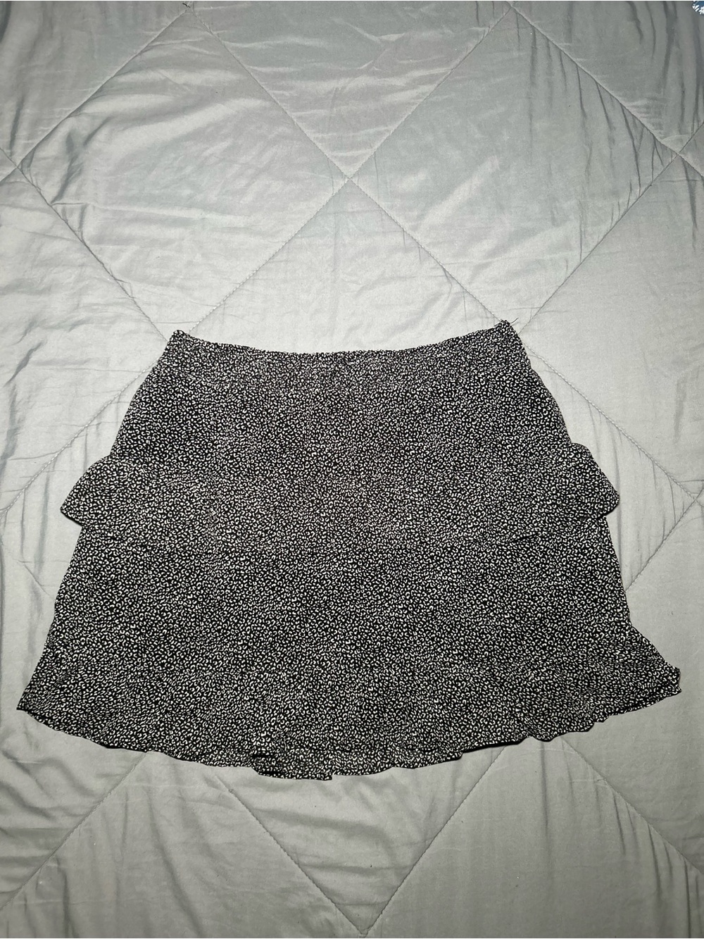 Black leopard print Ruffle Tiered Mini Skirt - Picture 5 of 9